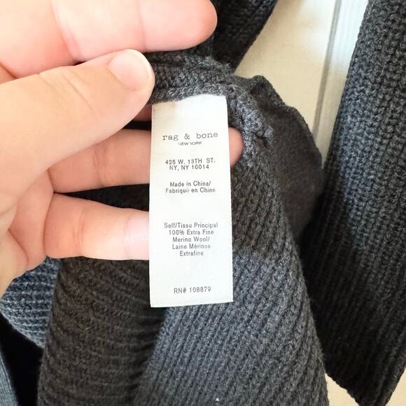 Rag & Bone Merino Wool Open Dee Cardigan in Gray - Picture 9 of 9